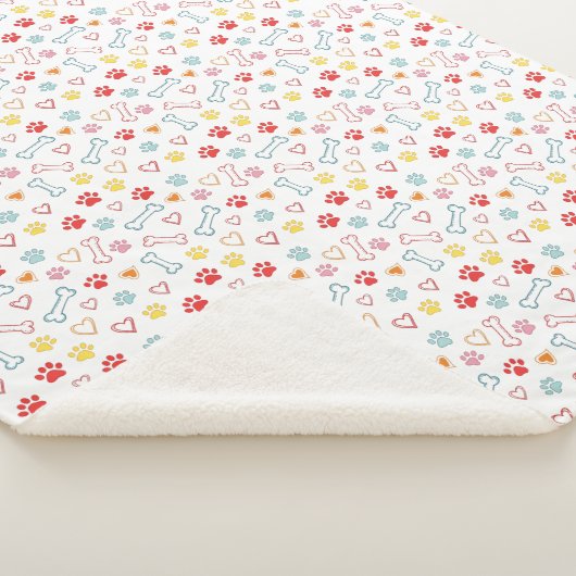 Kleurrijke Pootjes, Harten & Botten Doodle Sherpa Deken (3/4)