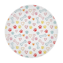 Kleurrijke Pootjes, Harten & Botten Doodle Snijplank