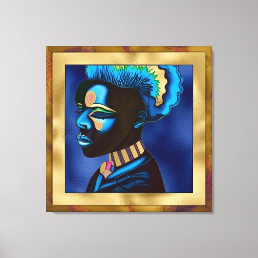 Kleurrijke Pop Art African Man 2 Canvas Afdrukken (Voorkant)