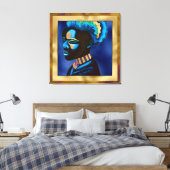 Kleurrijke Pop Art African Man 2 Canvas Afdrukken (Insitu (Slaapkamer))