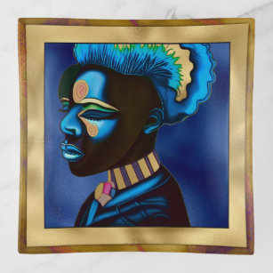 Kleurrijke Pop Art African Man 2 Sierschaaltjes