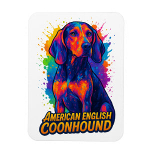 Kleurrijke Pop Art Amerikaans Engels Coonhound Magneet