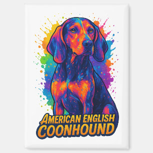 Kleurrijke Pop Art Amerikaans Engels Coonhound Magneet