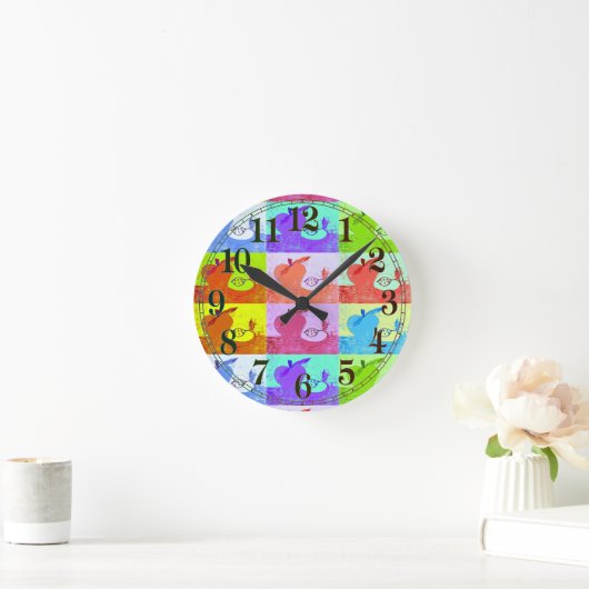 Kleurrijke Pop Art Apple Ronde Klok (Huis)