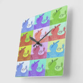 Kleurrijke Pop Art Apple Vierkante Klok (Hoek)