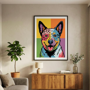 Kleurrijke Pop Art Australische Veedrijvershond Po Poster