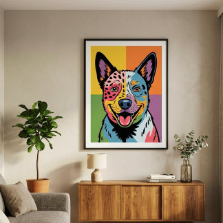 Kleurrijke Pop Art Australische Veedrijvershond Po Poster