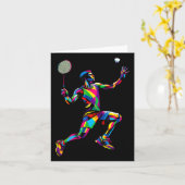 Kleurrijke Pop Art Badminton Player Shuttle Badmin Kaart (Gele Bloem)