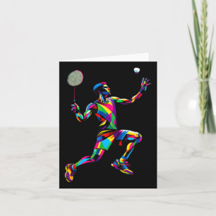 Kleurrijke Pop Art Badminton Player Shuttle Badmin Kaart