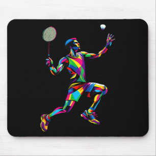Kleurrijke Pop Art Badminton Player Shuttle Badmin Muismat