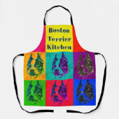 Kleurrijke Pop Art Boston Terrier Schort (Voorkant)