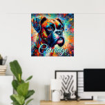Kleurrijke Pop Art Boxer Dog Blauwgroen Blue Dogs Poster<br><div class="desc">Boksershonden worden vaak gezien als symbolen van loyaliteit, moed en bescherming. Ze staan bekend om hun speelse en energieke natuur, evenals hun sterke band met hun families. Boxers worden ook geassocieerd met veerkracht en vastberadenheid, wat hun geschiedenis als werkhonden weerspiegelt. Over het algemeen belichamen ze een gevoel van kracht, toewijding...</div>