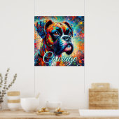 Kleurrijke Pop Art Boxer Dog Blauwgroen Blue Dogs Poster (Keuken)