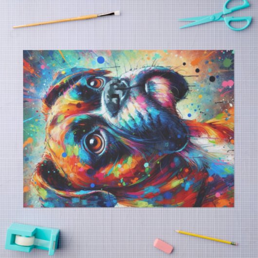 Kleurrijke Pop Art Boxer Dog Decoupage Tissuepapier (Craft)
