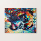 Kleurrijke Pop Art Boxer Dog Gepersonaliseerd Blau Legpuzzel (Horizontaal)