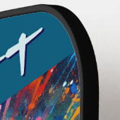 Kleurrijke Pop Art Boxer Dog Gepersonaliseerd Blau Pickleball Paddle (Links Detail)