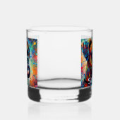 Kleurrijke Pop Art Boxer Dog Gepersonaliseerd Blau Whisky Glas (Rechts)