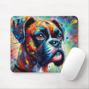 Kleurrijke Pop Art Boxer Dog Puppy Blauwgroen Blau Muismat