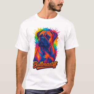 Kleurrijke Pop Art Bullmastiff – Fel Neon Hond T-shirt
