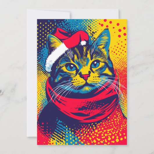 Kleurrijke Pop Art Cat Custom Text Christmas Feestdagenkaart (Voorkant)