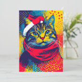 Kleurrijke Pop Art Cat Custom Text Christmas Feestdagenkaart (Staand voorkant)