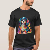 Kleurrijke Pop Art Cavalier King Charles Spaniel T-shirt (Voorkant)