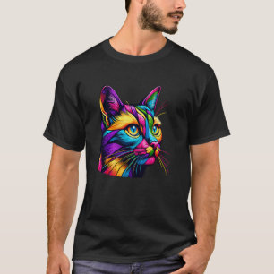 Kleurrijke Pop Art Chausie Jungle Curl Kat T-shirt