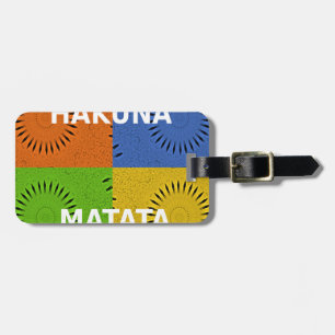 Kleurrijke Pop Art Collage & "Hakuna Matata" Beric Bagagelabel