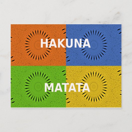 Kleurrijke Pop Art Collage & "Hakuna Matata" Beric Briefkaart (Voorkant)