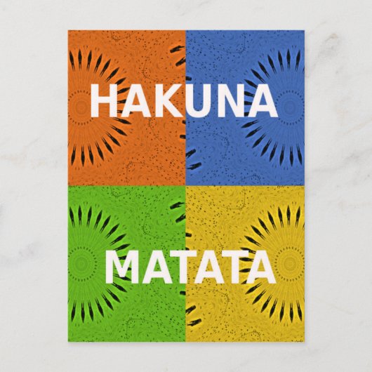 Kleurrijke Pop Art Collage & "Hakuna Matata" Beric Briefkaart (Voorkant)