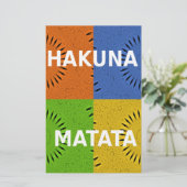 Kleurrijke Pop Art Collage & "Hakuna Matata" Beric Briefpapier (Staand voorkant)