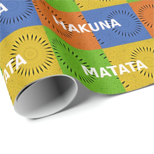 Kleurrijke Pop Art Collage & "Hakuna Matata" Beric Cadeaupapier (Rol Hoek)