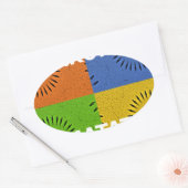 Kleurrijke Pop Art Collage & "Hakuna Matata" Beric Ovale Sticker (Envelop)