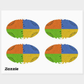 Kleurrijke Pop Art Collage & "Hakuna Matata" Beric Ovale Sticker (Vel)