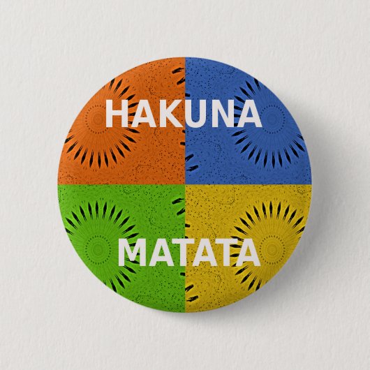 Kleurrijke Pop Art Collage & "Hakuna Matata" Beric Ronde Button 5,7 Cm (Voorkant)