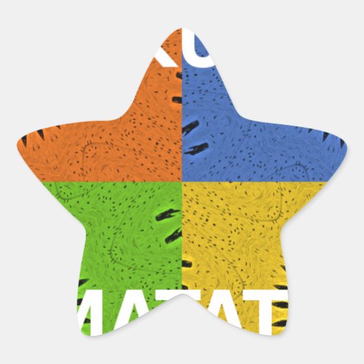 Kleurrijke Pop Art Collage & "Hakuna Matata" Beric Ster Sticker (Voorkant)