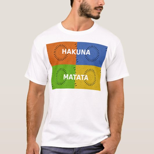 Kleurrijke Pop Art Collage & "Hakuna Matata" Beric T-shirt (Voorkant)