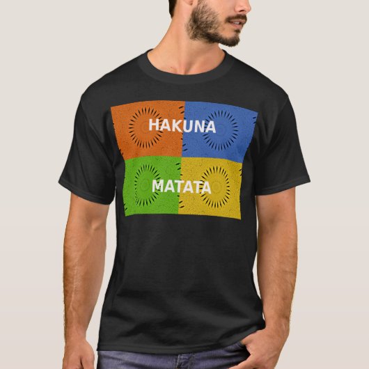 Kleurrijke Pop Art Collage & "Hakuna Matata" Beric T-shirt (Voorkant)