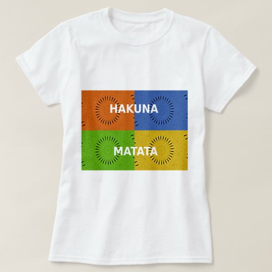 Kleurrijke Pop Art Collage & "Hakuna Matata" Beric T-shirt (Design voorkant)