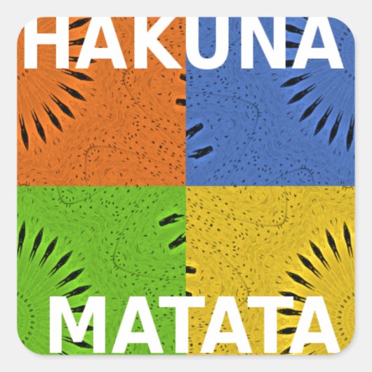 Kleurrijke Pop Art Collage & "Hakuna Matata" Beric Vierkante Sticker (Voorkant)