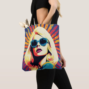 Kleurrijke Pop Art Cool Woman Tote Bag