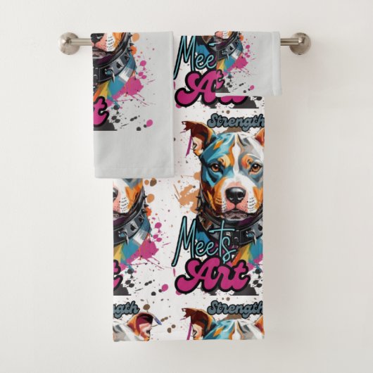 Kleurrijke Pop Art Dog in Grey Bad Handdoek (Insitu)