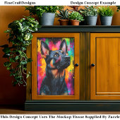 Kleurrijke Pop Art Duitse Herdershond CS7 Decoupag Tissuepapier