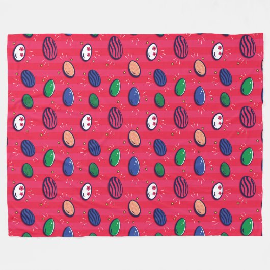 Kleurrijke Pop Art Easter Eggs Pattern Fleece Deken (Voorkant (Horizontaal))