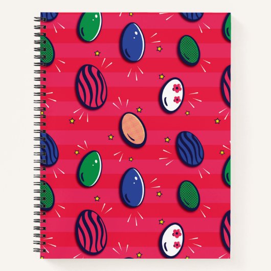 Kleurrijke Pop Art Easter Eggs Pattern Notitieboek (Voorkant)