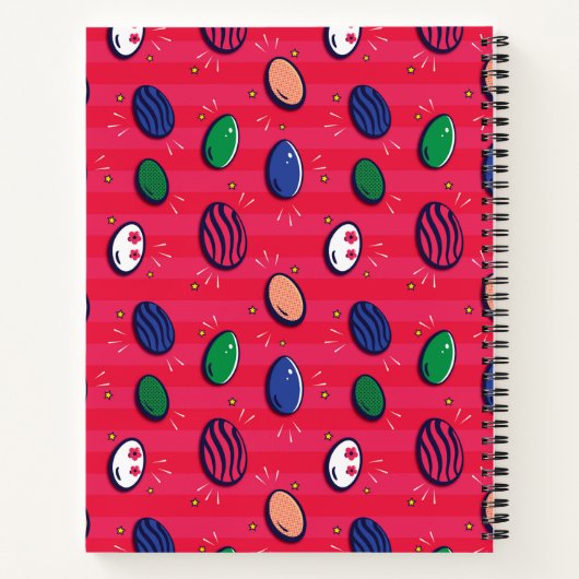 Kleurrijke Pop Art Easter Eggs Pattern Notitieboek (Achterkant)