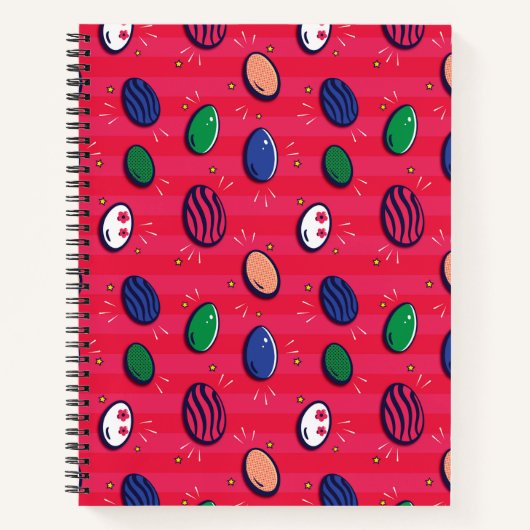 Kleurrijke Pop Art Easter Eggs Pattern Notitieboek (Voorkant)