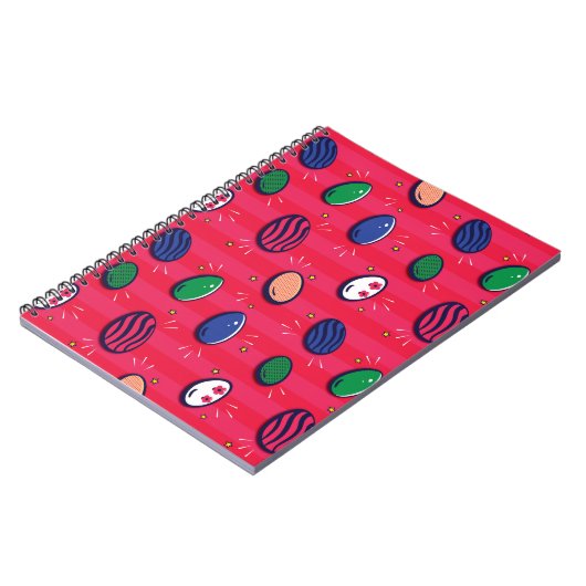Kleurrijke Pop Art Easter Eggs Pattern Notitieboek (Linkerzijde)