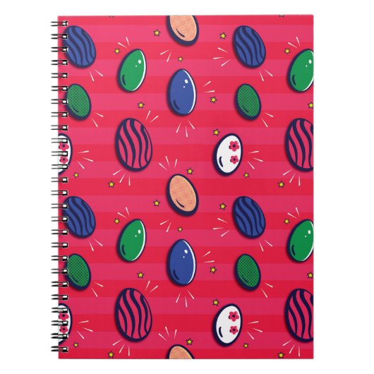 Kleurrijke Pop Art Easter Eggs Pattern Notitieboek (Voorkant)