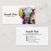 Kleurrijke Pop Art Elephant Visitekaartje (Voorkant / Achterkant)